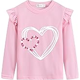 Valentine's Day Shirt for Girls Love Graphic T-Shirts Cute Butterfly Heart Print Tee Valentine Gift Tees Tops 2-7 Years