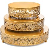 SOUJOY 3 Pack Metal Gold Cake Stand, 12/10/8 Inch Round Cupcake Stands, Dessert Table Display Set for Wedding, Party, Birthday, Event, Anniversary, Celebration, Table Decoration