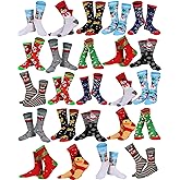 Vabean 24 Pairs Women Christmas Socks Adults Holiday Socks Novelty Crew Socks Xmas Socks for Woman Men Christmas Holiday Birthday Office Gift(Snowman Style)