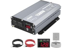 GIANDEL Power Inverter 1500W Pure Sine Wave DC 12V to AC 110V 120V with Dual AC Outlets & LED Dsiplay Remote Controller 2.4A USB Port for RVs Trucks Boats
