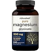 Naturebell Pure Magnesium Glycinate 500mg, 240 Veggie Capsules | 100% Chelated & Purified – 3rd Party Tested, Vegan Friendly,