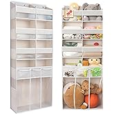 EZVERY Extra Large Over The Door Organizer with Clear Pockets - 8 Compartments & XL Bottom Storage, Heavy-Duty Hanging Organizer for Bathroom, Bedroom, Closet (57 Inch Height).