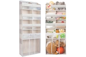 EZVERY Extra Large Over The Door Organizer with Clear Pockets - 8 Compartments & XL Bottom Storage, Heavy-Duty Hanging Organizer for Bathroom, Bedroom, Closet (57 Inch Height).