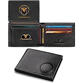 VISWORLD Men's Wallet with Airtag Holder, Full-Grain Leather Wallet for Apple Air Tag (1st & 2nd Generation), Airtag Wallet Men with 2 ID Windows, 13 Card Slots