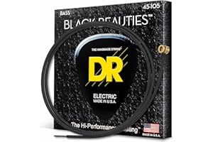 DR Strings Black Beauties BKB-45 Coated Black Bass Guitar Strings – Medium Gauge, Medium Scale (BKB-45)