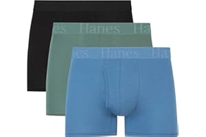 Hanes Originals Supersoft Boxer Briefs, Viscose from Bamboo Men's Underwear, Solids & Prints, 3-Pack