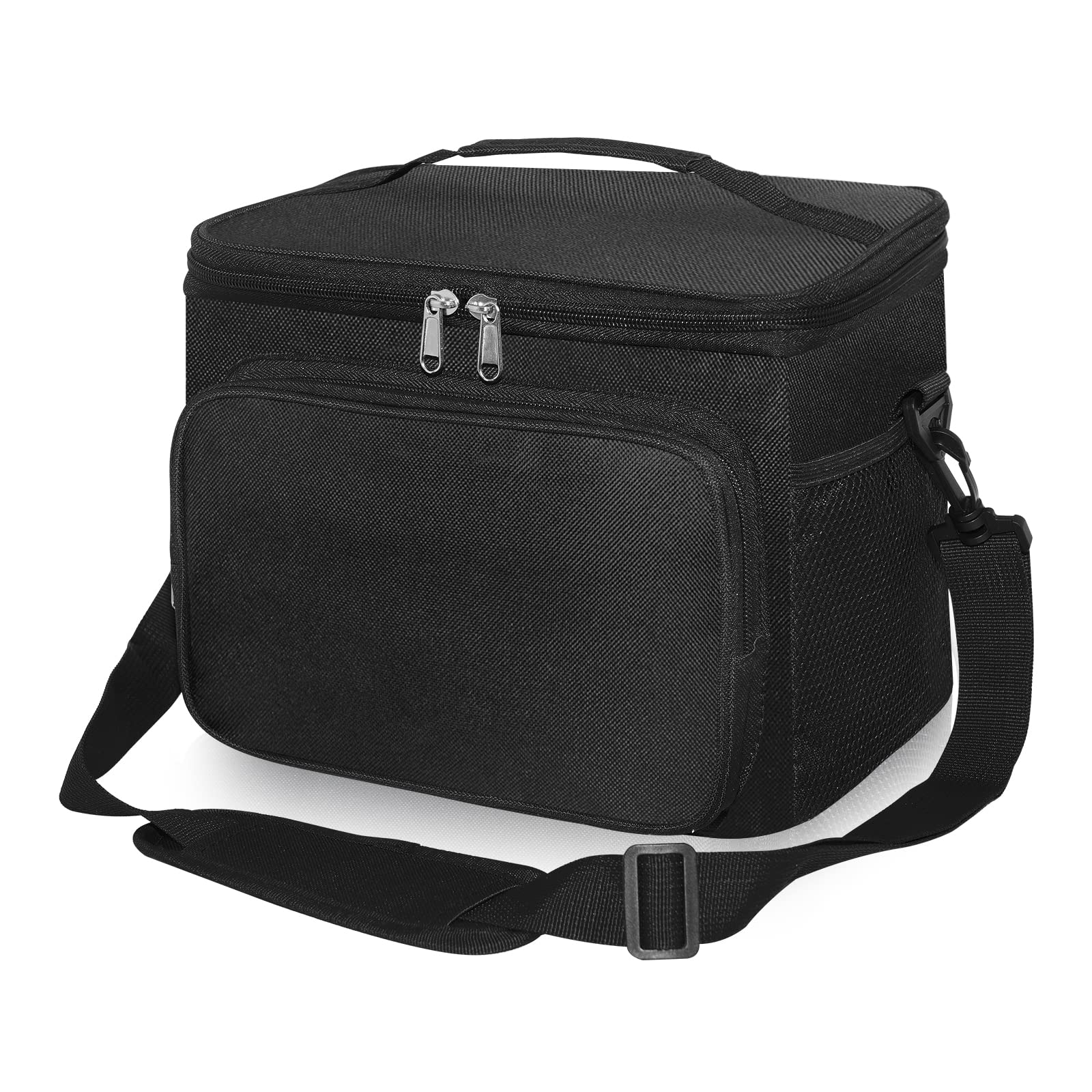 10L Waterproof Insulated Picnic Lunch Bag with Adjustable Shoulder Strap，Large Leakproof Soft Cool Tote Bags for Men/Women/Adult,Thermal Reusable Lunch Box for Work/Camping/Outdoor/BBQ/Party(Black)