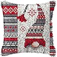 LAPATAIN Latch Hook Kits for DIY Throw Pillow Cover,Needlework Cushion Cover Hand Craft Crochet 15.7X15.7inch Christmas Hat