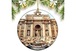 UMSUFA Italy Trevi Fountain Rome Christmas Ornaments for Tree Ceramic Pendant Double Sided Ornament Decor Xmas Gifts Porcelain Travel Souvenirs