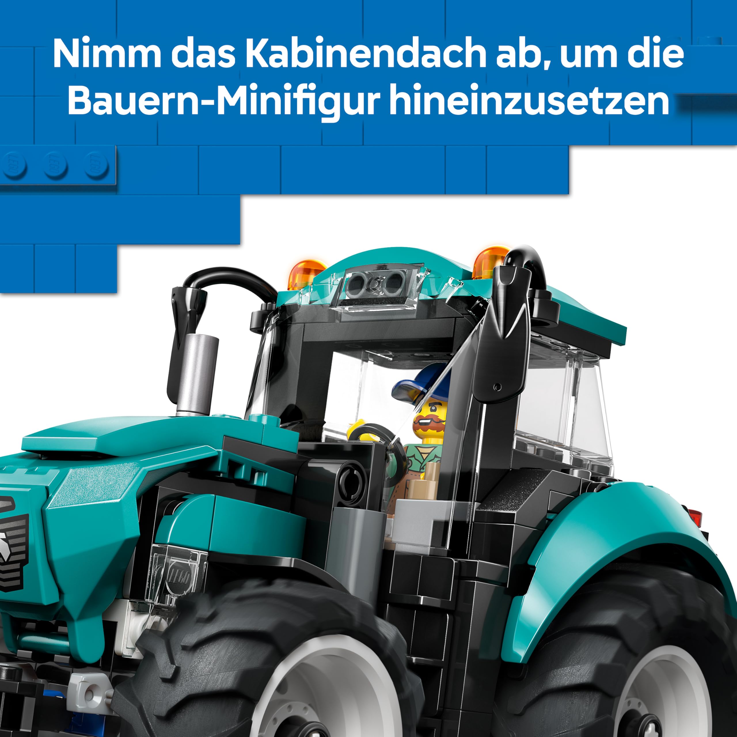 LEGO City Traktor - Spielzeug Bauernhof Fahrzeug Modellbau mit Bauern Minifigur - Geburtstagsgeschenk für Jungen ab 6 Jahren und Technikfans - 60498 5