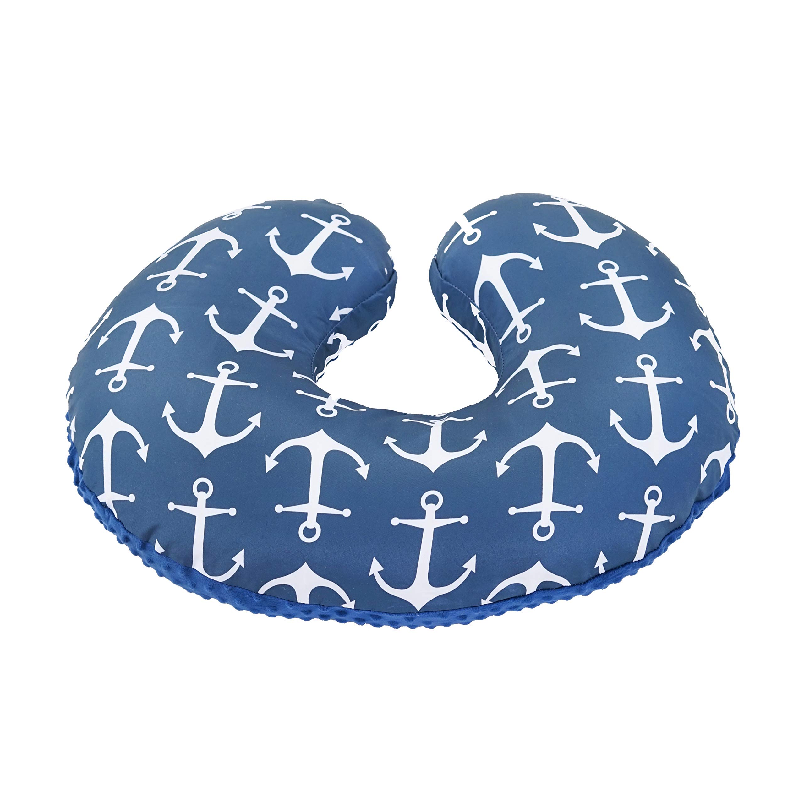 Mila Millie Water Resistant Nursing Pillow Cover | Premium Quality Soft Wipeable Fabric | Navy Blue Anchor Pattern | Minky Slipcover | Best for Breastfeeding Moms | Baby Boy Girl | Hypoallergenic