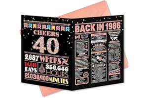 40th Birthday Card, Funny Gifts Women, 40th Birthday Decorations for Her, Back in 1986, Rose Gold