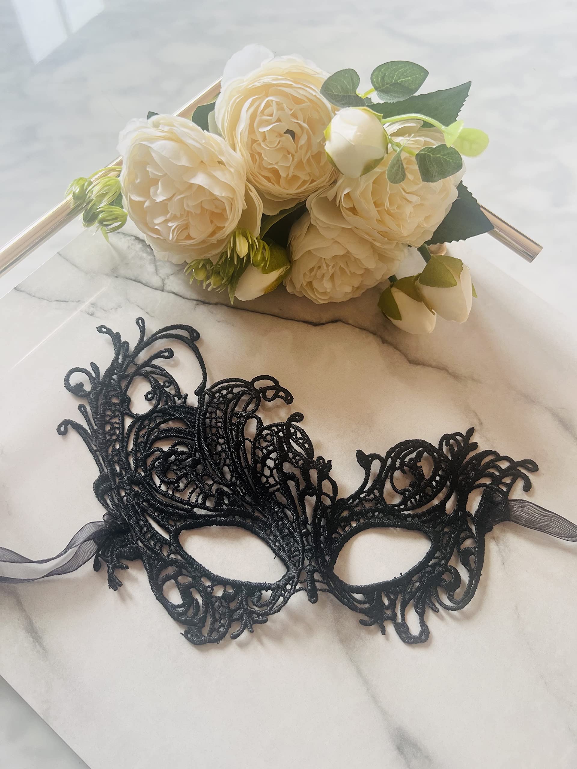 The Lace Mask Co. Goddess Elegant Lace Mask for Masquerade Prom Halloween Carnival Mask Ball (black)