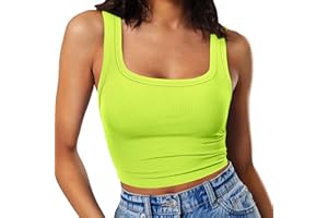 RIROW Womens Sleeveless Fitted Tank Top 2024 New Square Neck Ribbed Basic Tee XS-XL