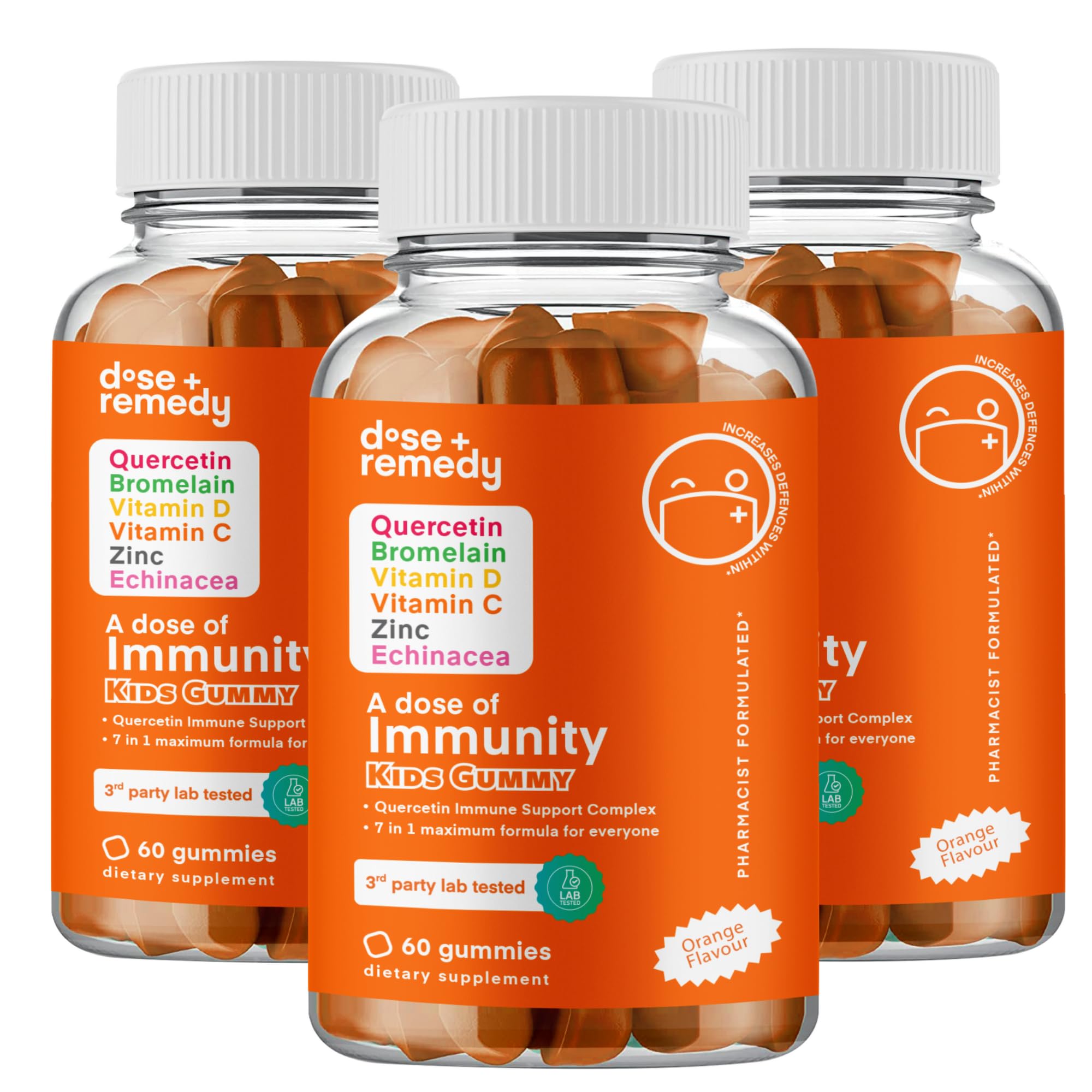 A Dose of Kids Immunity Support Gummies - Daily Immune Booster Supplement Quercetin Gummies for Children with Vitamin B Complex, Vitamin C, Zinc, Vitamin D, Quercetin Bromelain, Echinacea - 180 Count Image