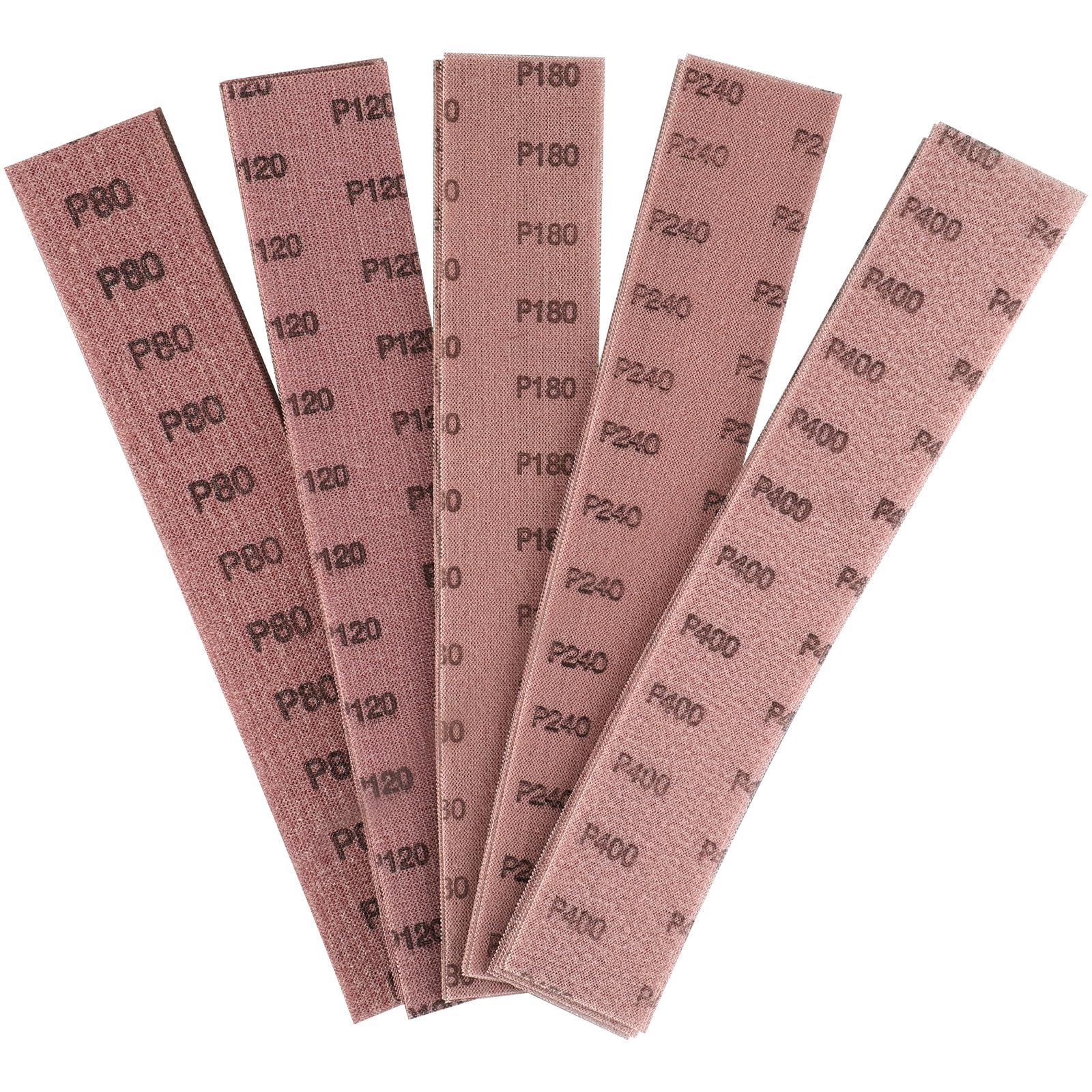 Shineboc 25pcs Mesh Sanding Sheets, 70 * 400mm Mesh Hook and Loop Sanding Pads 80 120 180 240 400 Grit Dust Free Abrasive Net Sander Disc Anti-Blocking Grinding Polishing Sandpaper for Wood Furniture — image 1