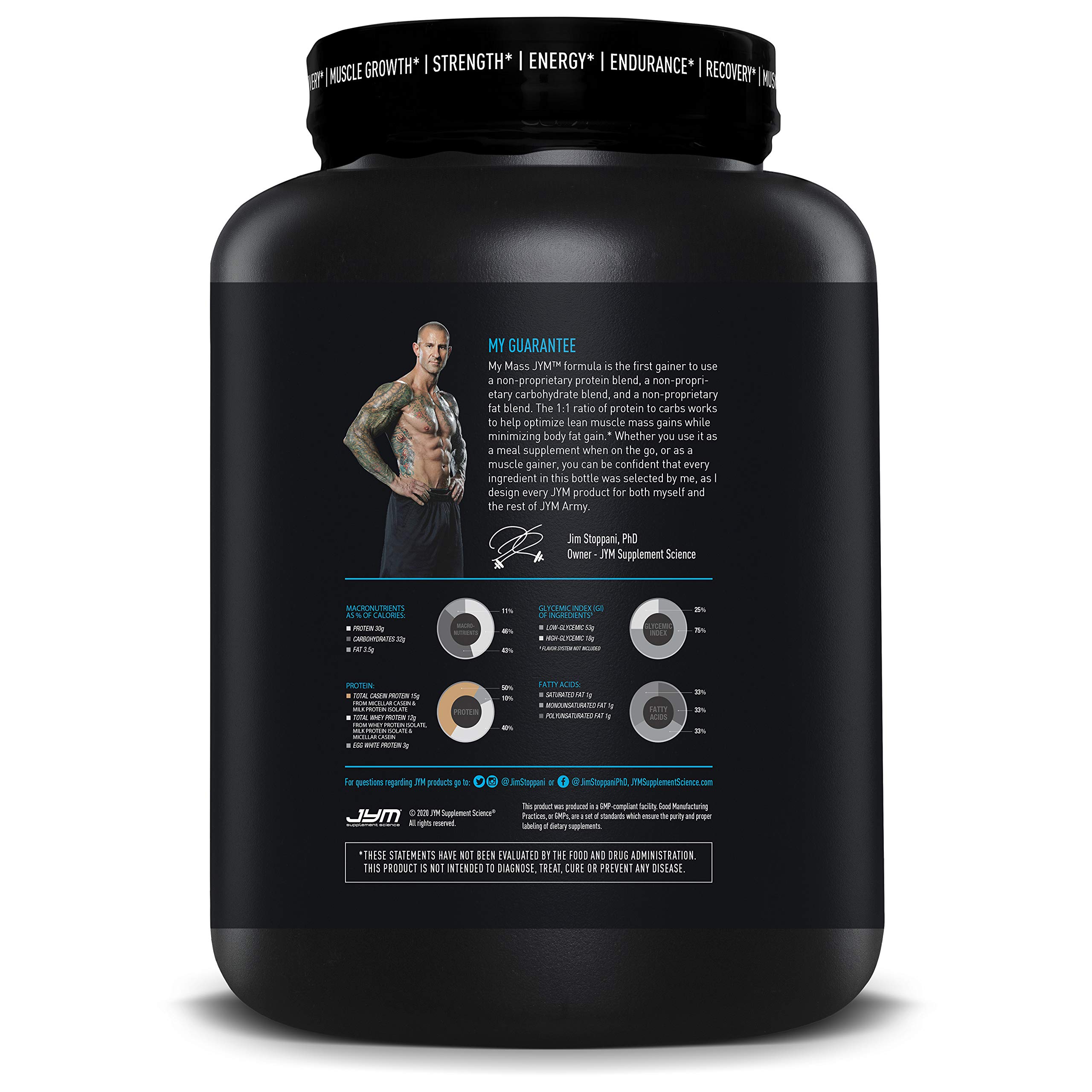 JYM Supplement Science Mass JYM Tahitian Vanilla Bean Weight Gainer Protein Powder - Egg White, Milk, Whey Protein Isolates & Micellar Casein, 5 lbs