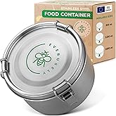 Stainless Steel Food Storage Container with Lid - 60 oz / 1.8 L - Metal Lunch Box + Meal Prep Tin with Food Safe Leakproof Seal - Stackable Pantry Snack Organizer - Reusable Travel Lunch Container