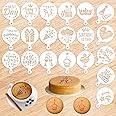 20 Pieces Cookie Stencils Plastics Coffee Stencils Latte Art Reusable Cake Stencil Templates, DIY Cookie Stencil Painting Molds for Cookies Baking Dessert Cappuccino