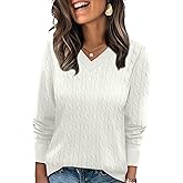 Sampeel Sweaters for Women Fashion 2025 Cable Knit Fall Clothes V Neck Business Casual Teacher Outfits