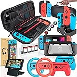Switch Accessories Bundle for Nintendo Switch, Kit with Carrying Case, Screen Protector, Compact Playstand, Switch Game Case,