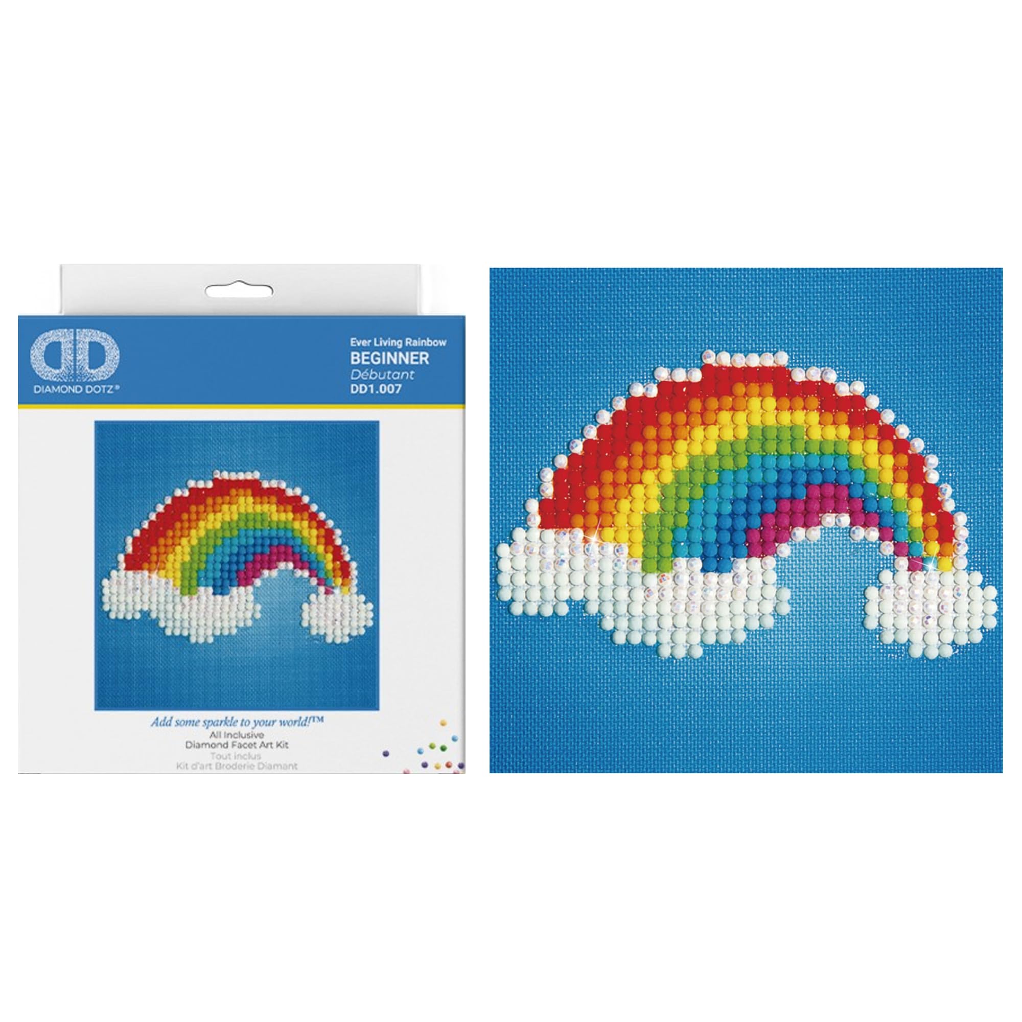 DIAMOND DOTZ Painting, Beginner Kit, Ever Living Rainbow, 15 x 15cm