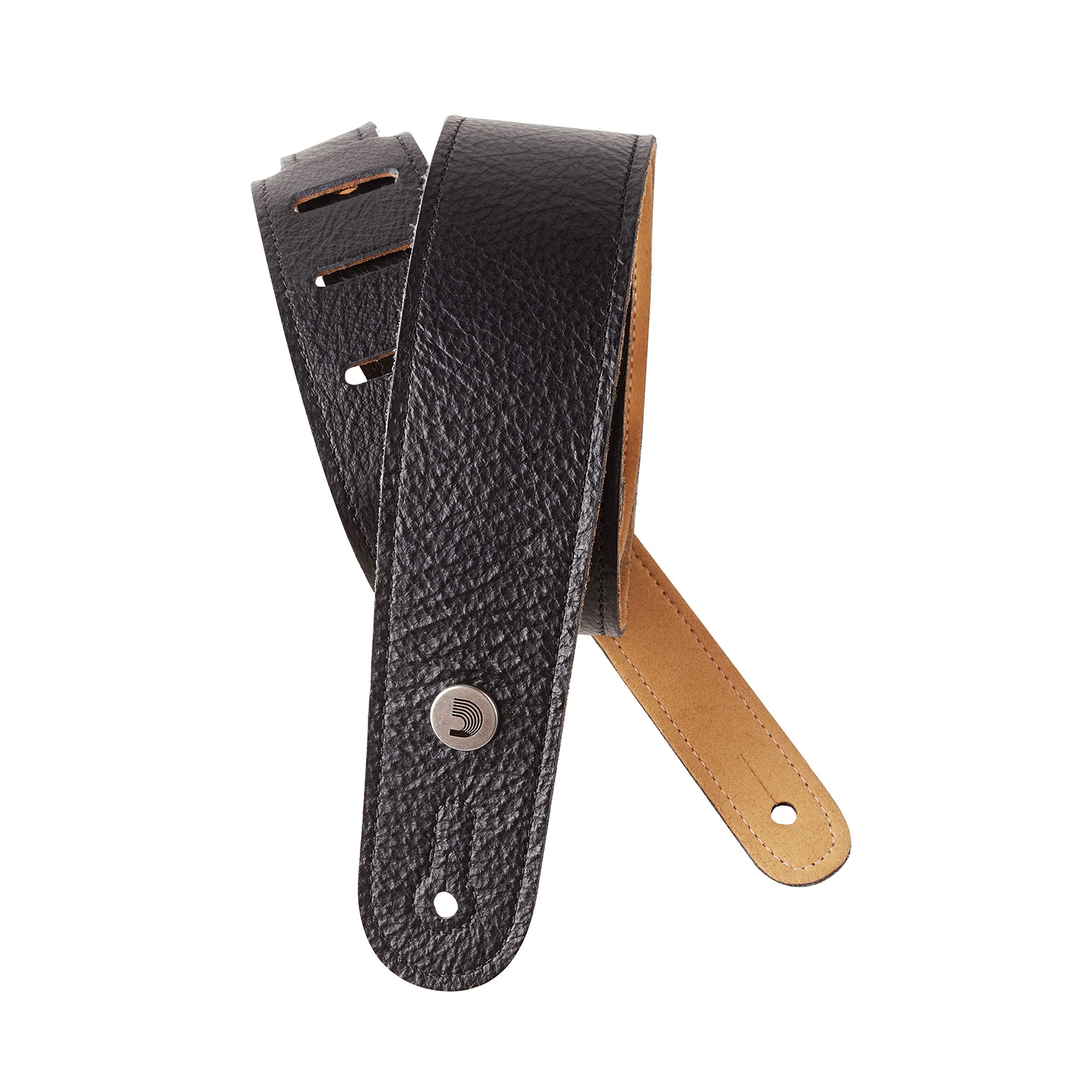 D'Addario Accessories Leather Guitar Strap - Guitar Accessories, Slim Garment - Black