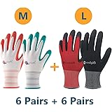 COOLJOB Medium Gardening Gloves for Women 6 Pairs & 6 Pairs Large Gardening Gloves for Men, Bundle Pack