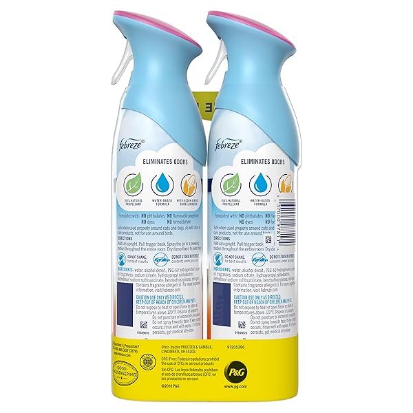 FEBREZE AIR MIST AIR FRESHENER SPRAY, ODOR-FIGHTING ROOM SPRAY, AIR FRESHENERS FOR HOME AND BATHROOM AND KITCHEN, AEROSOL CAN, GAIN ISLAND FRESH SCENT, 8.8OZ, (PACK OF 2)