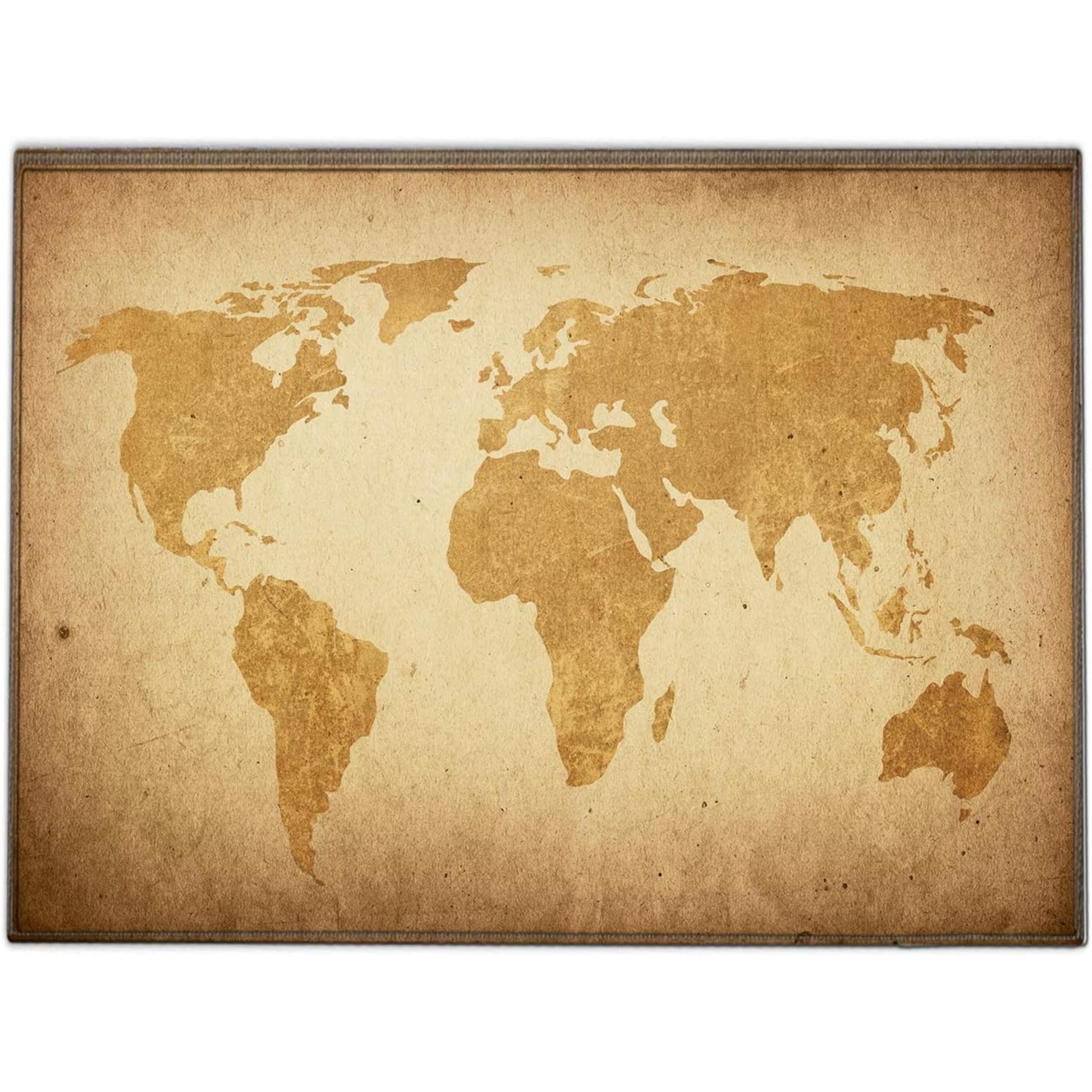 Silent Monsters Mouse Mat Small 10 x 8 inches / 24 x 20 cm, Brown Global Map, Stitched Edges, washable & rollable Mouse Pad, Gaming Home Office Mousemat, Mousepad non-slip & quiet, Desk Mat
