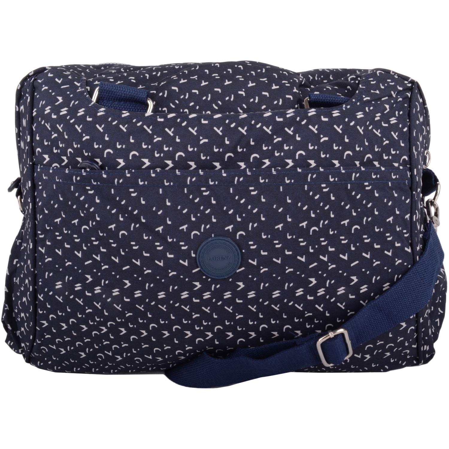 Valita Womens Overnight Travel Holiday Patterned Nylon Holdall with Detachable Strap - Navy/Beige