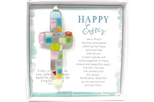 THE GRANDPARENT GIFT CO. Handmade in USA Spring Easter Cross with Sentiment - Perfect Christian Gift For Easter - Unique Addition to Easter Gift Basket- Easter Gift for Fellow Church Members