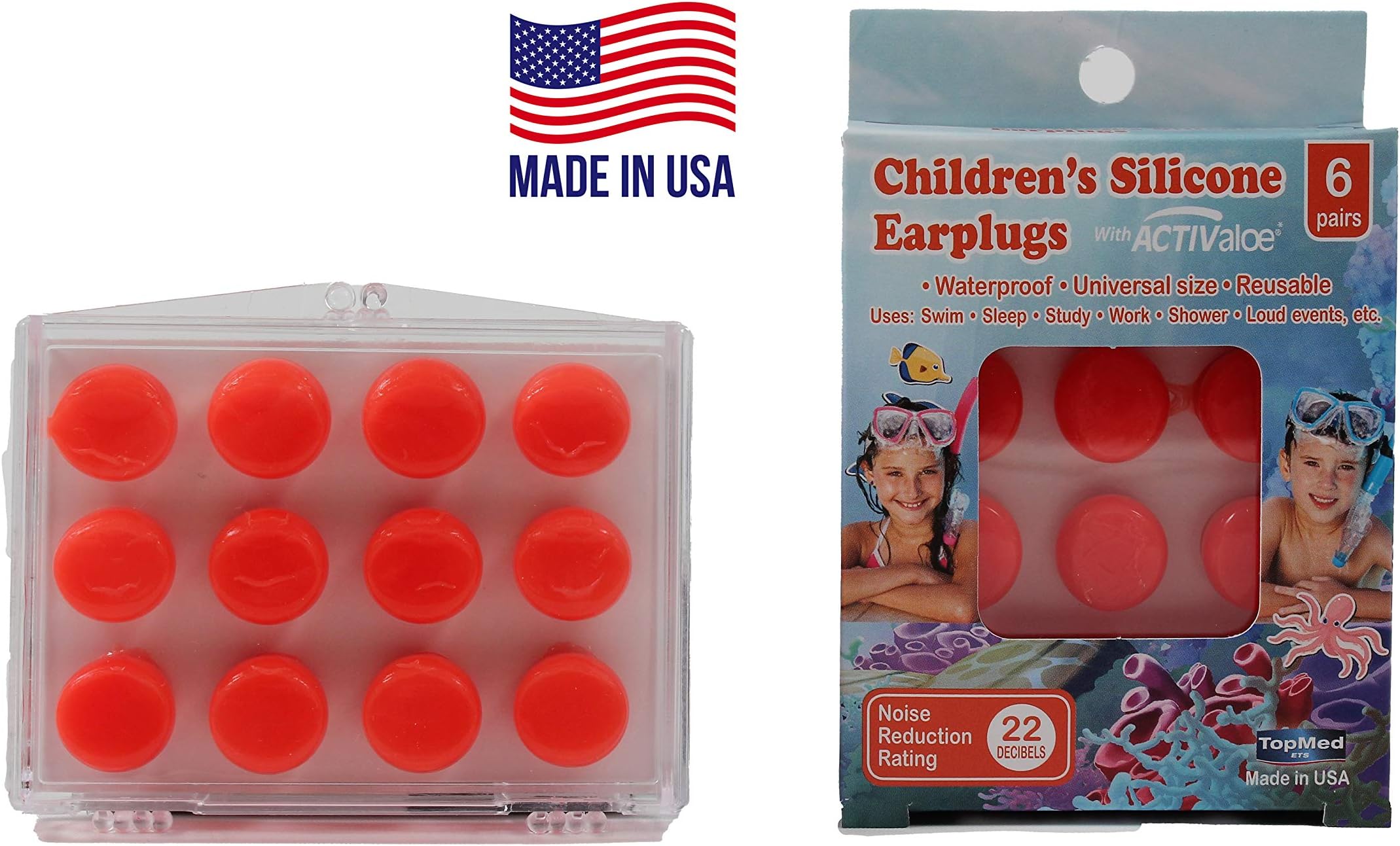 Top Med Soft Silicone Earplugs Value Pack, 6 (Children)
