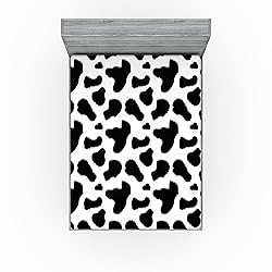 Ambesonne Cow Print 2 Pack Fitted Sheet, Cow Hide