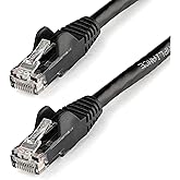 StarTech.com 3ft CAT6 Ethernet Cable - Black CAT 6 Gigabit Ethernet Wire -650MHz 100W PoE RJ45 UTP Network/Patch Cord Snagles