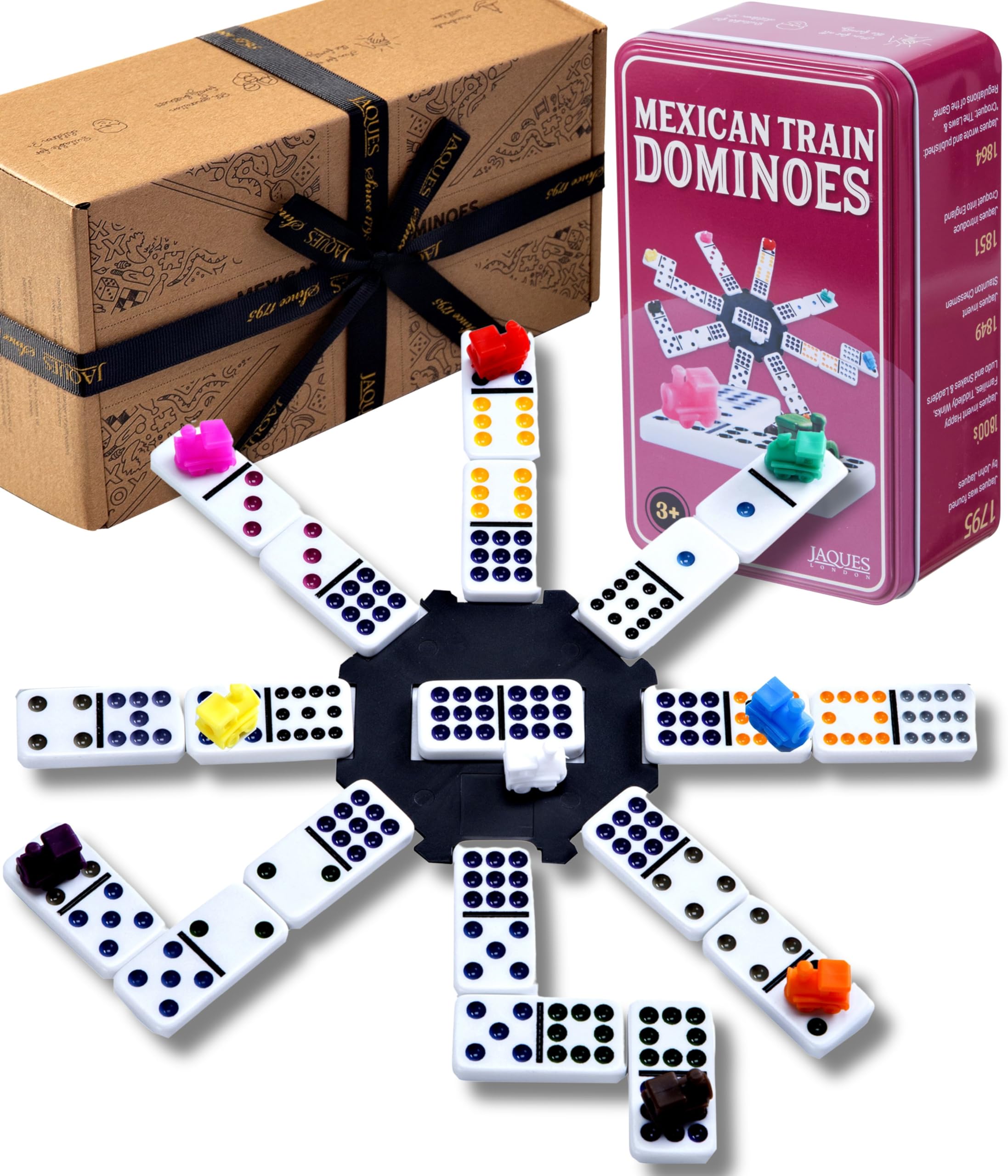 Jaques of London Mexican Train Dominoes Game | Dominos Set for Children & Adults | Traditional Family Tile Games in a Tin Box | Since 1795…