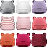 Geyoga 9 Pieces Newborn Baby Hat Bear Ears Infant Caps Baby Boy Girl Toddler Hats Beanie Caps, 2 Ears