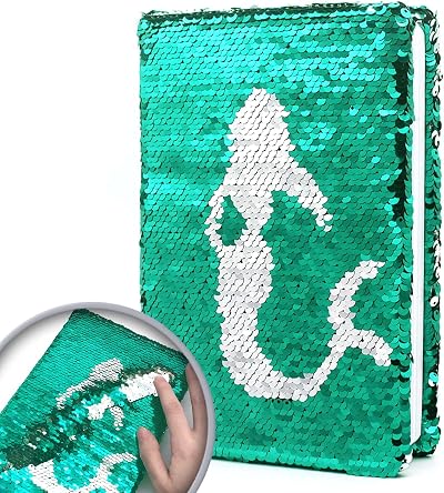 GINMLYDA Reversible Sequin Diary for Girls 8.5x5.5 In 160 Pages Mermaid Gift