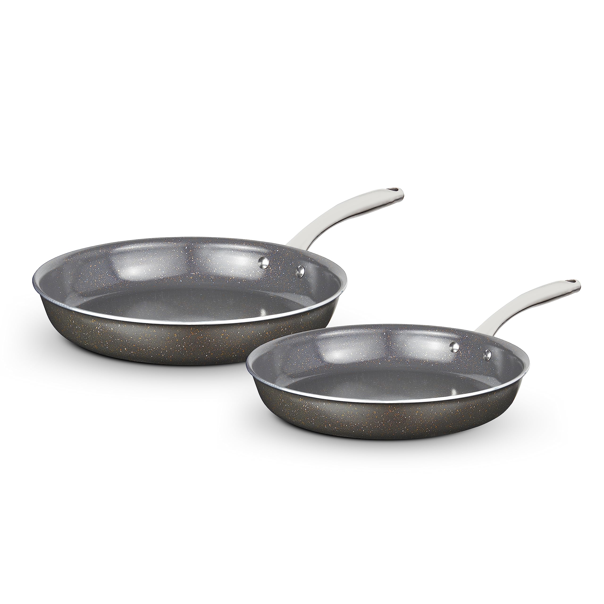 Tower Cerastone Pro Forged Aluminium 2 Piece Frying Pan Set with Riveted Steel Handles, 24 and 28cm, Non-Stick Coating, Graphite, T900202