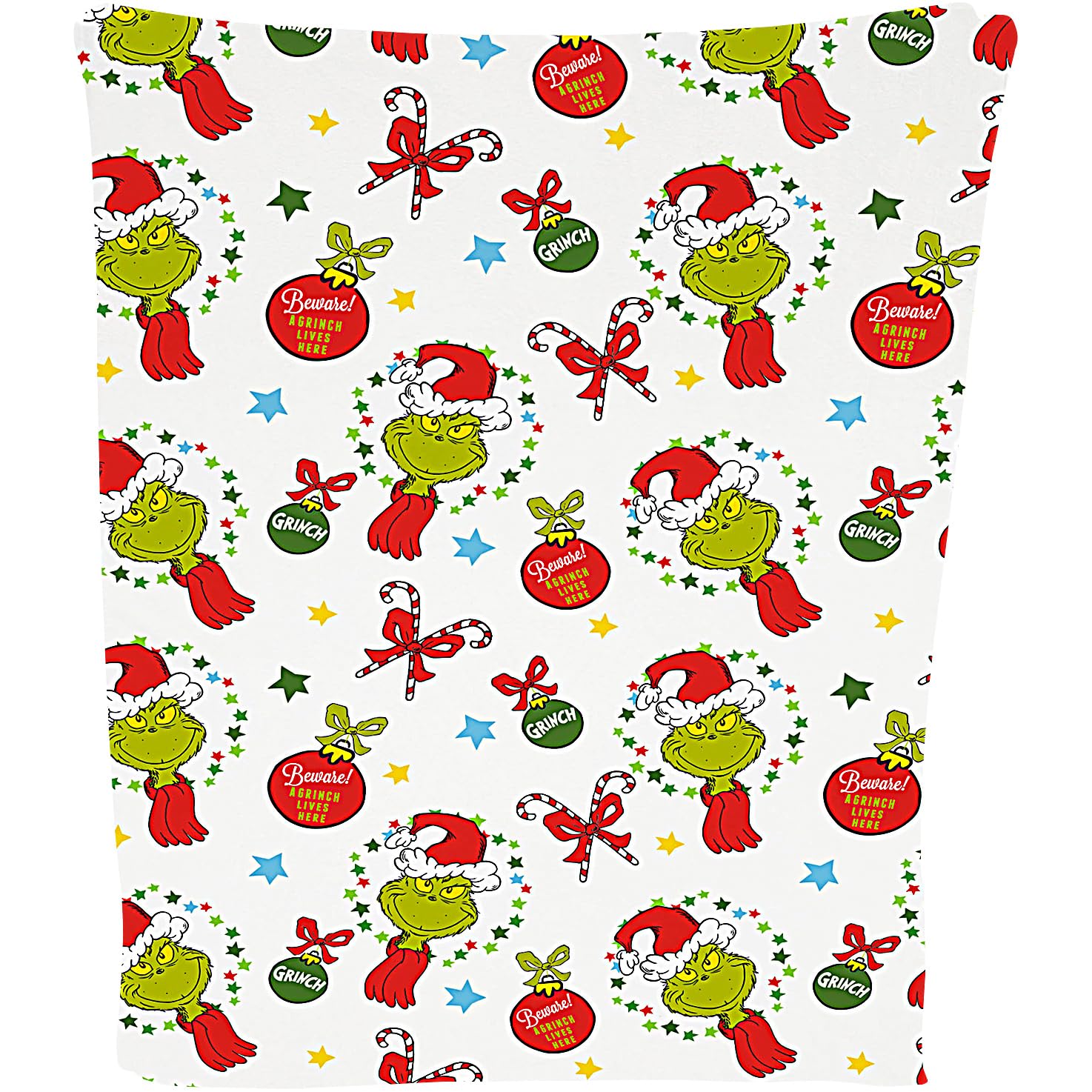 The Grinch Dr Seuss Fleece Blanket Beware Christmas Throw Decoration White Xmas Gift Santa Exclusive Limited, 100 x 150 cm
