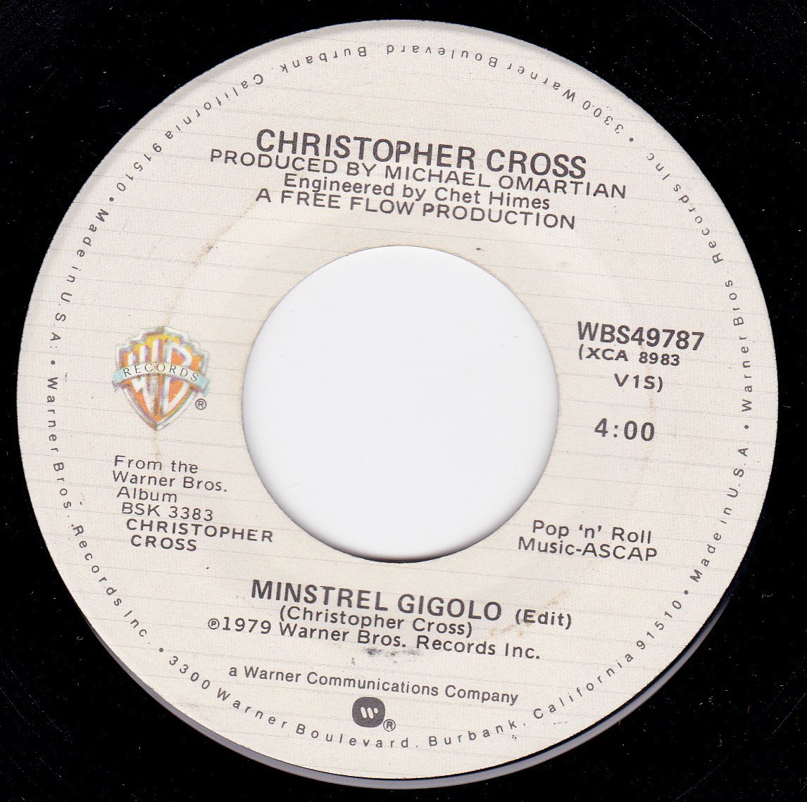 christopher cross Arthur's Theme/Minstrel Gigolo (NM 45 rpm) Amazon