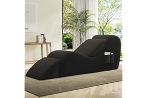 B.SAURASENG Yoga Chairs for Adults, Ergonomic Chaise Lounge Chair Indoor with Lumbar Pillow,Ottoman,Side Pockets,High Density Foam, Boneless Yoga Chair for Relaxation Exercise Stretching