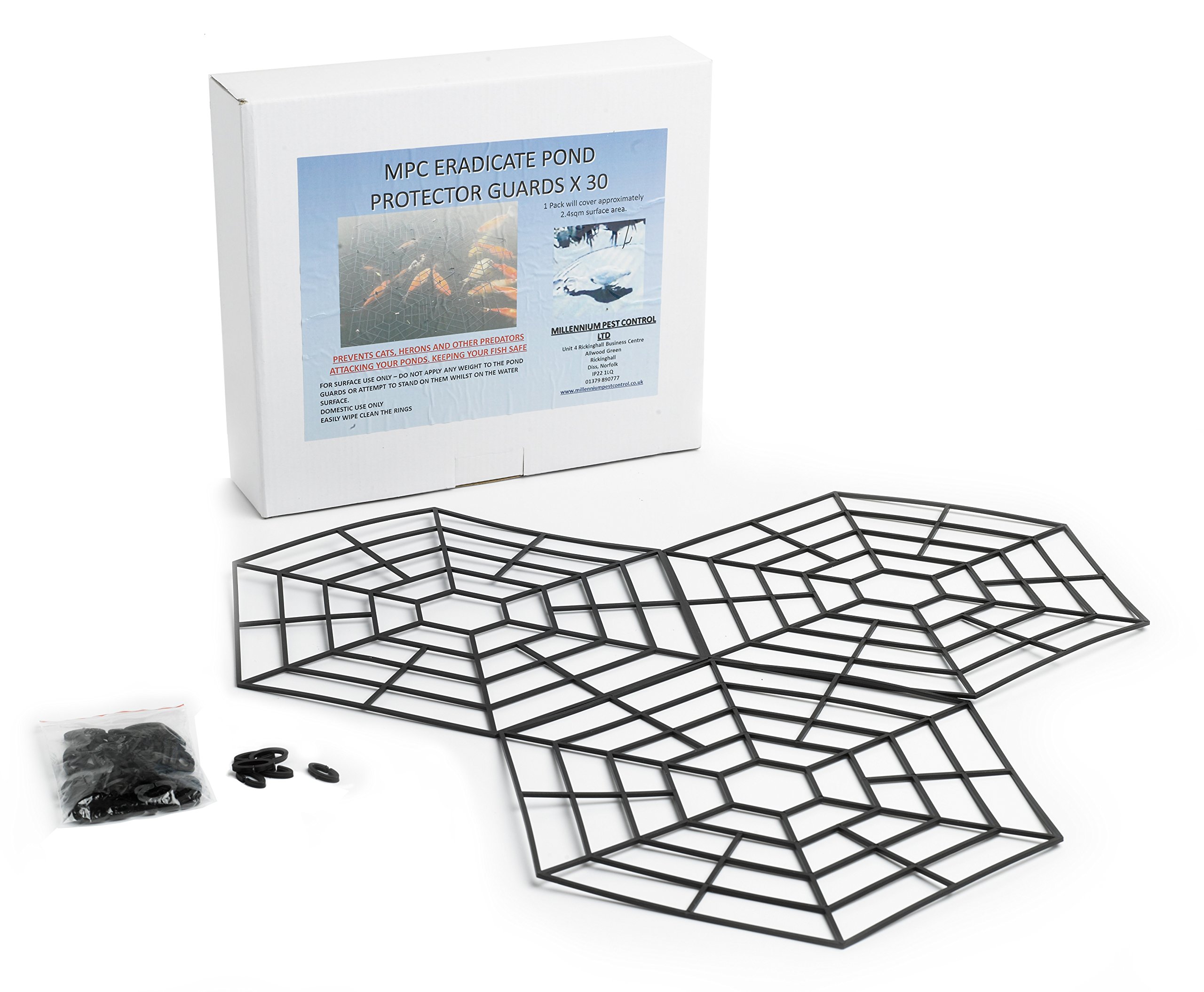 MPC ERADICATE 30 Floating Pond Guard Protector Ring Guards - Heron Cats Birds Herons Deterrent better than net netting Pondguard