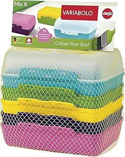 Emsa 509388 3er Brotdosenset, 6 kombinierbare Halbschalen, 16 x 11 x 14 cm, Bunt