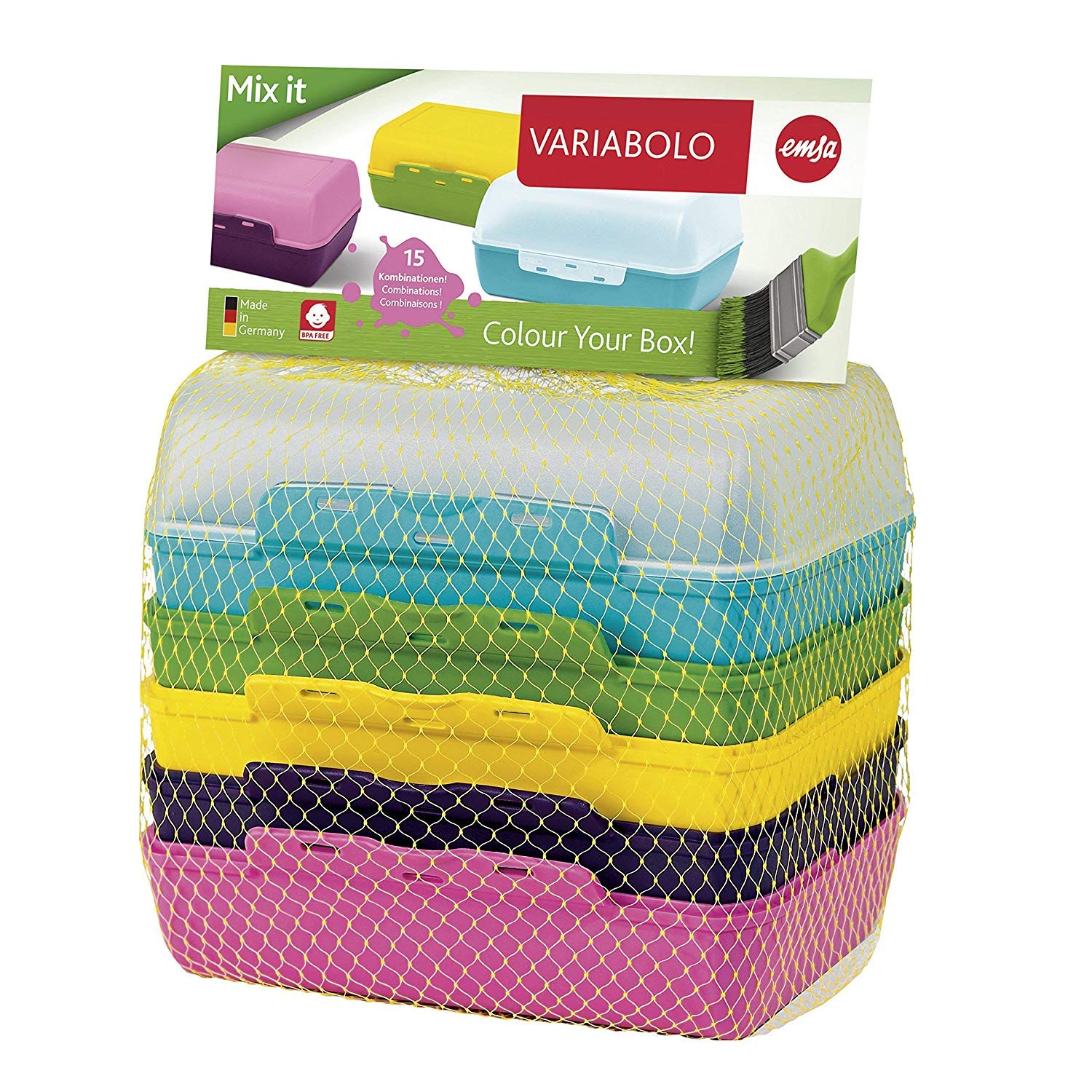 Emsa 509388 Sandwich Box Set "Variabolo" with 6 Half-Bowls 3Piece In Assorted Colours,, Multicoloured — image 1