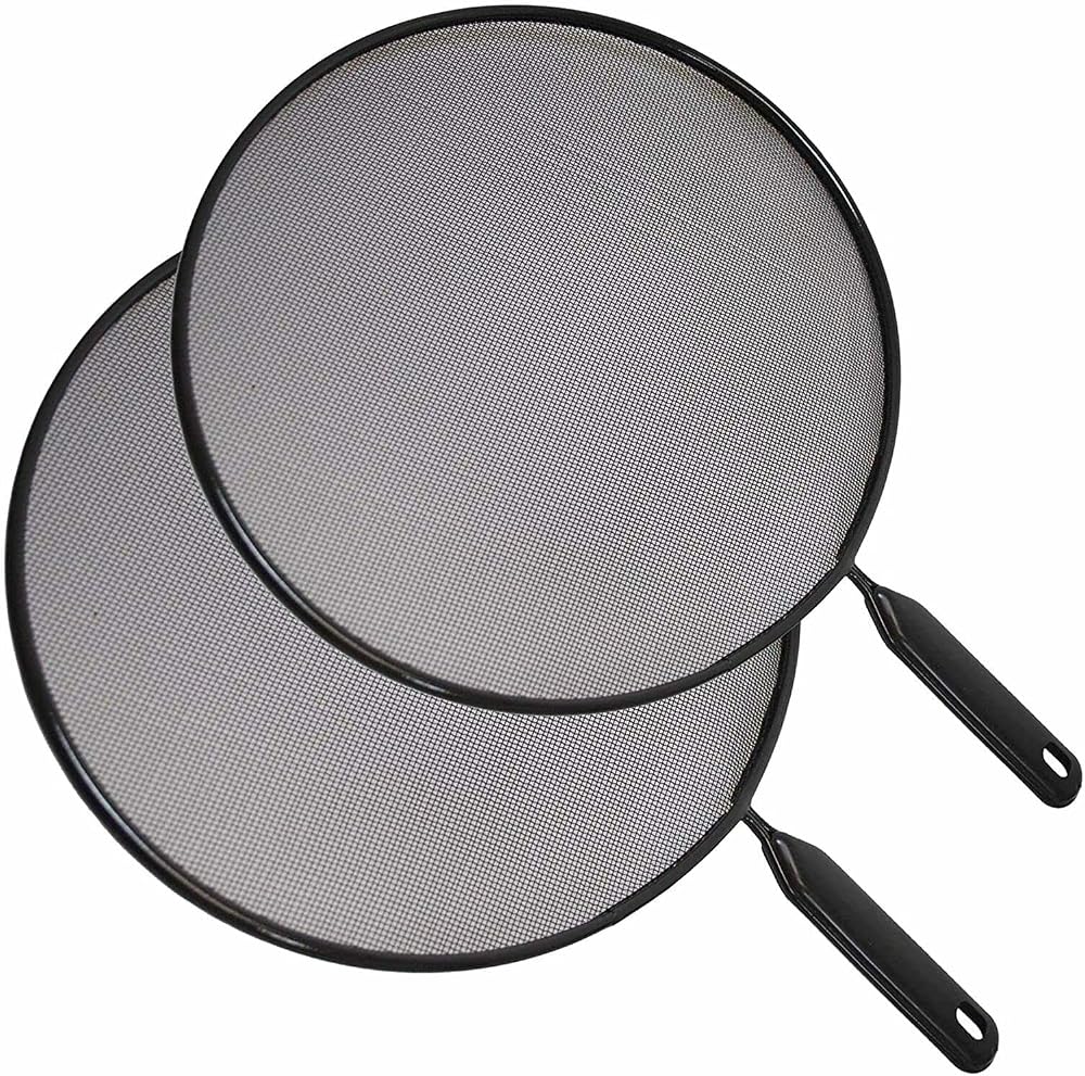 2PC Splatter Screen Guard Set for Frying Pans 24-28cm Black