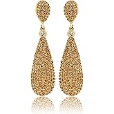 Moonstruck Costume Jewelry Women's Champagne Diamond Golden Dangle Drop Earrings