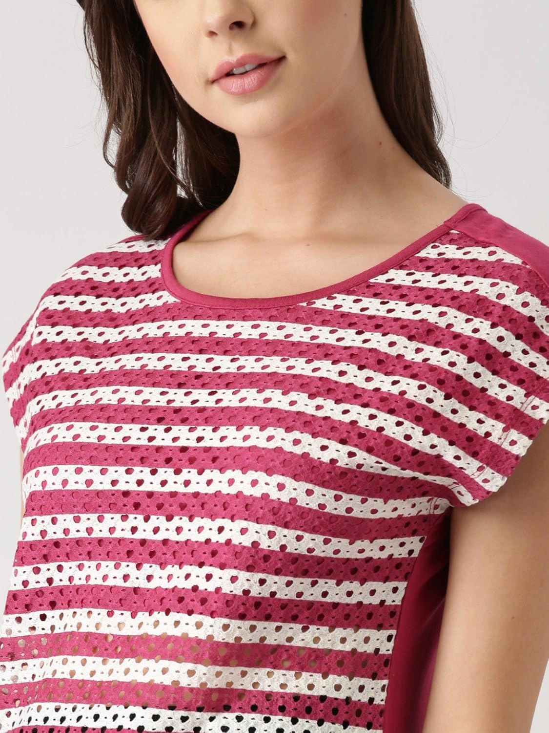 marie claire women's top (mc548--l, brown, large)