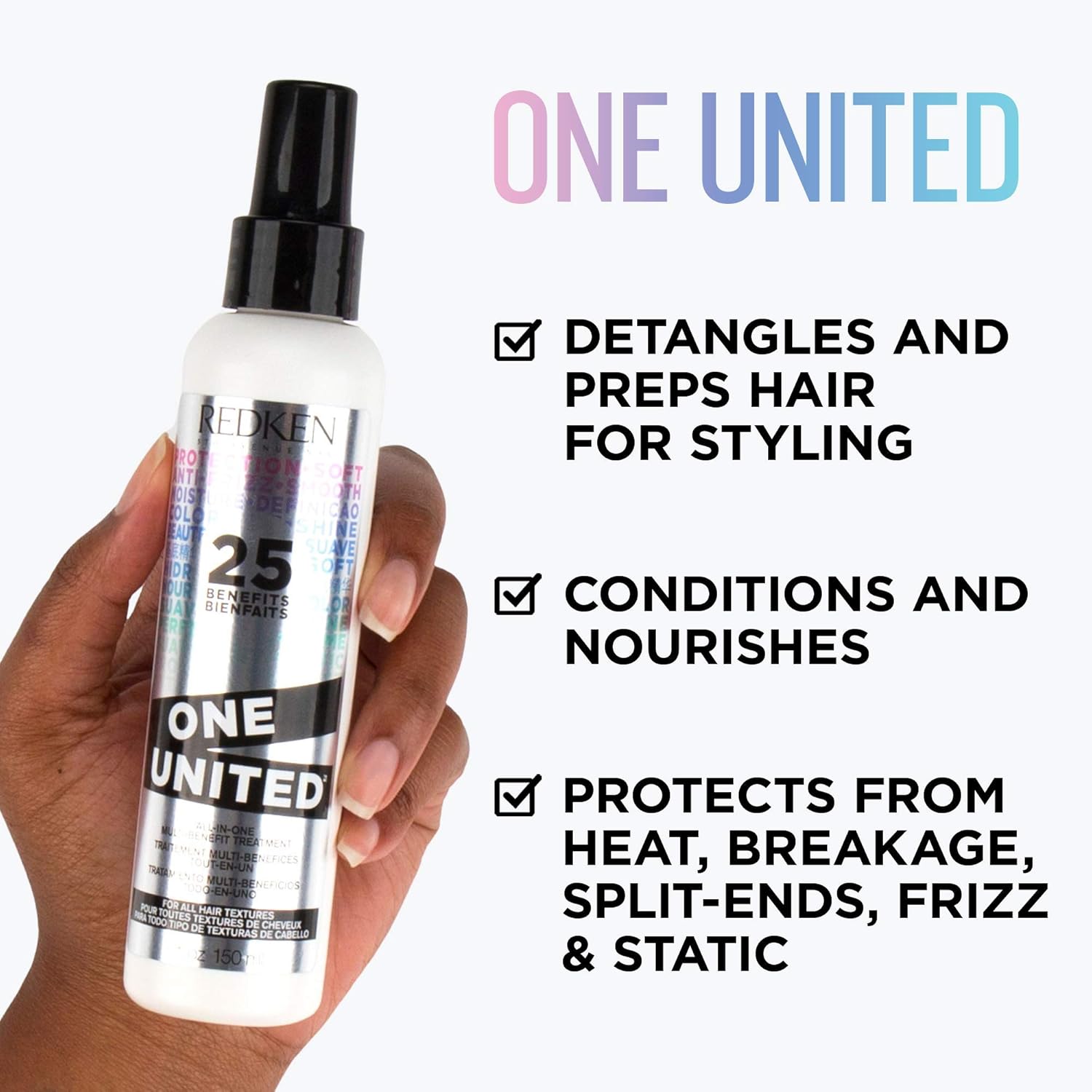 Redken One United All-In-One Leave In Conditioner | Multi-Benefit Treatment | Heat Protectant Spray for Hair | All Hair Types | Paraben Free | 13.5 Fl Oz: Premium Beauty