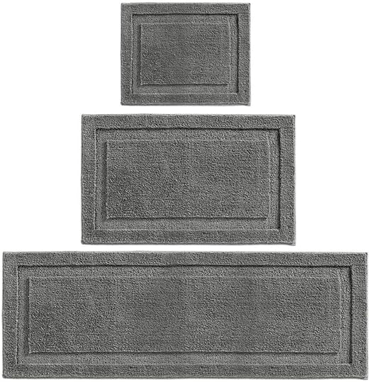 Amazon Com Mdesign Soft Microfiber Polyester Spa Rugs For Bathroom Vanity Tub Shower Water Absorbent Machine Washable Includes Plush Non Slip Rectangular Accent Mats In 3 Sizes Set Of 3 Charcoal